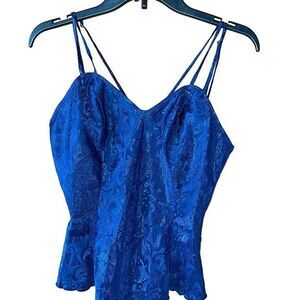 Victoria’s Secret Vintage Gold Label Navy Blue Floral Print Tank Cami Top Small